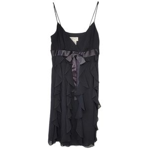 Betsy & Adam Vintage Black Spaghetti Strap Ruffle Dress Size 6 NWT